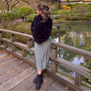 MIDI SKIRT (GREEN/CREAM)